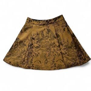 Alice + Olivia Gold Jacquard Mini Skirt ASO Taylor Swift Flare Party
